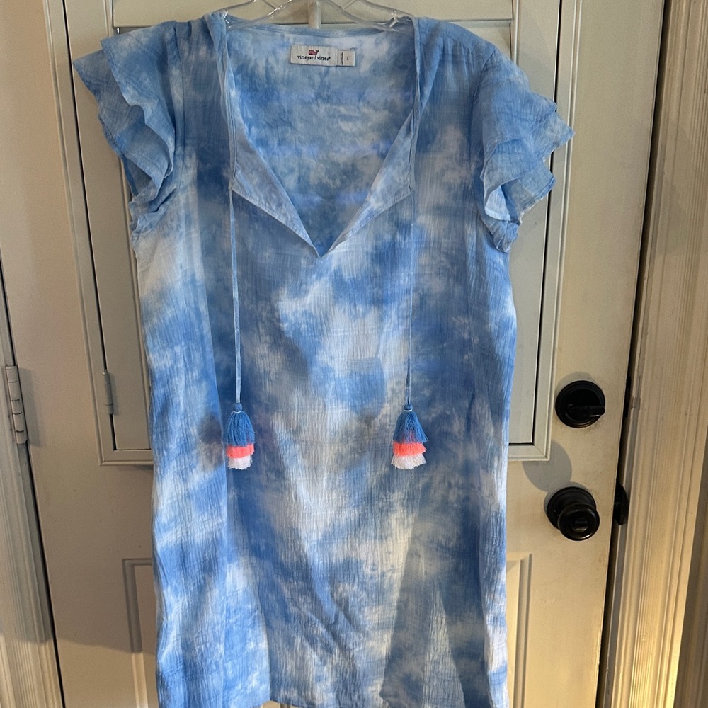 Vineyard Vines Blue Tie-Dye Mini Dress